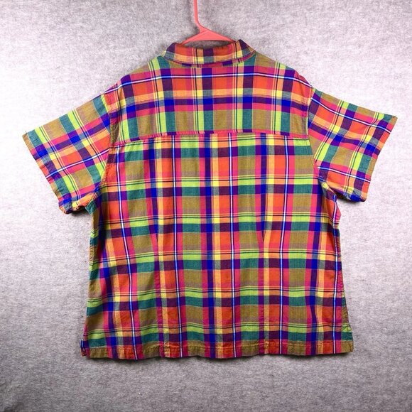 Carolina Colours Women’s 22W 3X Plaid Button Up Shirt Multi-Color Short Sleeve - Picture 3 of 15